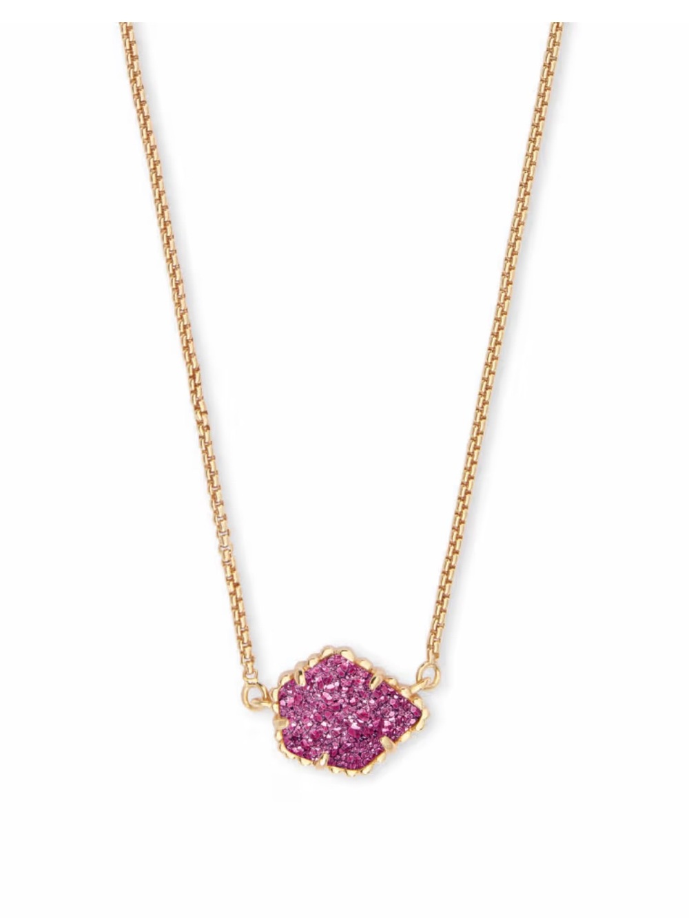 ❗️SALE❗️✨Kendra Scott Gold Necklace  Fuchsia Drusy Teardrop Shimmering Pendant